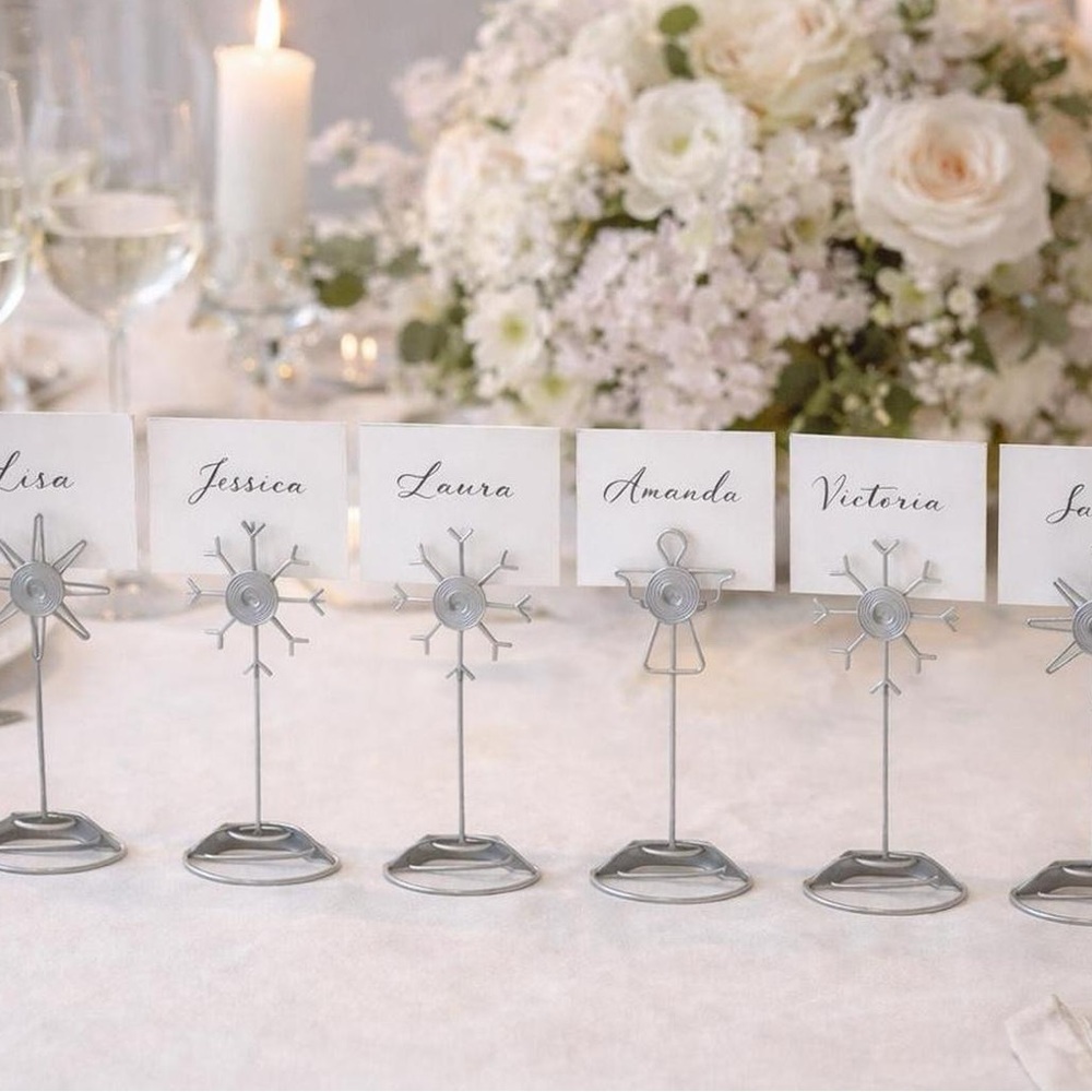 VINTAGE set of 6 metal placecard holders, dinner party hosting decor table scape